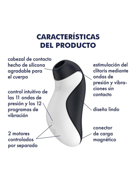 ORCA VIBRADOR Y SUCCIONADOR CLITORIS RECARGABLE DE LA MARCA SATISFYER AIR PULSE