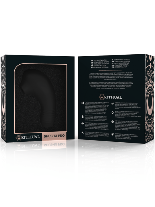 SHUSHU PRO POCKET ESTIMULADOR CLITORIS 2 POTENTES MOTORES AZABACHE DE LA MARCA RITHUAL