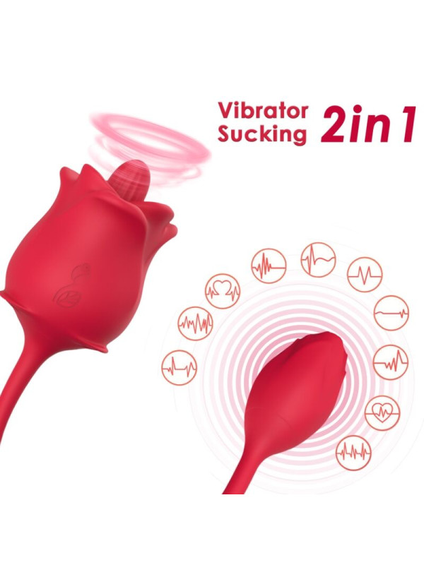 VIBRADOR SUCCIÓN ROSA 10 MODOS CON HUEVO VIBRADOR DE LA MARCA ARMONY STIMULATORS