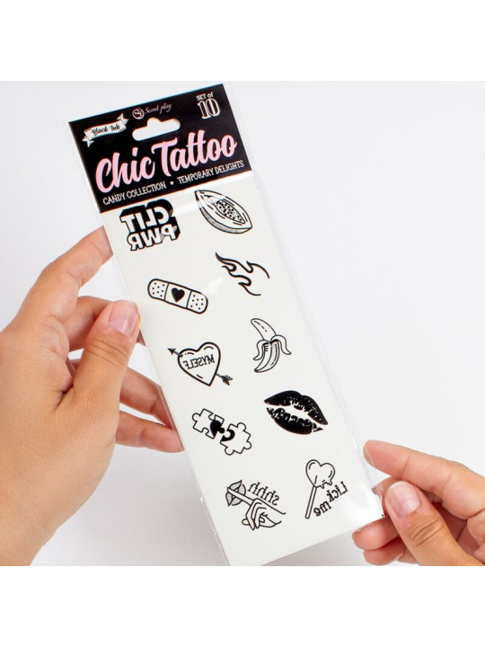 SET 10 TATTOOS TEMPORALES CANDY COLLECTION SEXY DE LA MARCA SECRETPLAY