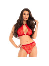 SET LENCERÍA ROJO TOP HALTER Y PANTIES S/M DE LA MARCA LEG AVENUE SETS