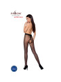 MEDIAS SEXY NEGRO/ROJO 20 DEN CON ABERTURA ENTRE MUSLOS DE LA MARCA PASSION WOMAN GARTER & STOCK