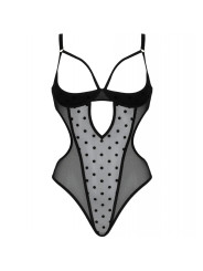 BODY MARINA NEGRO S/M - LENCERÍA SEXY CON COPAS ABIERTAS DE LA MARCA PASSION WOMAN TEDDIES