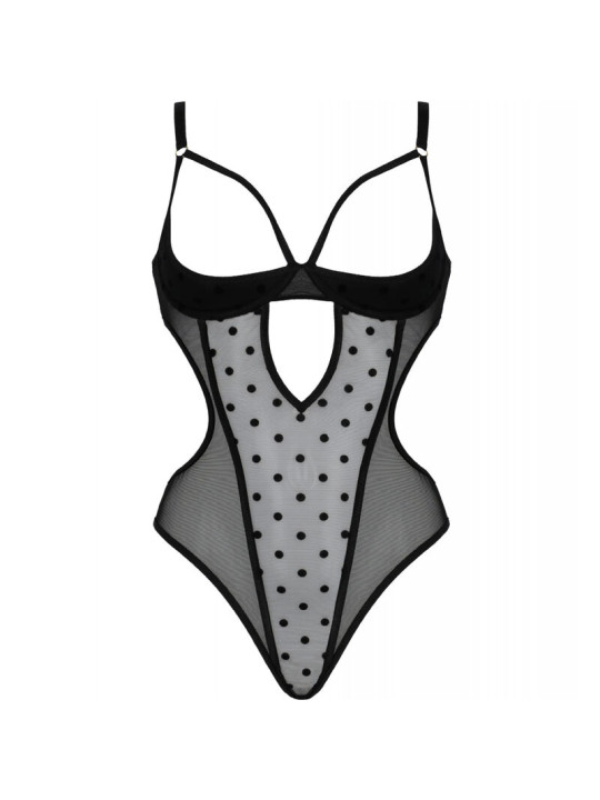 BODY MARINA NEGRO S/M - LENCERÍA SEXY CON COPAS ABIERTAS DE LA MARCA PASSION WOMAN TEDDIES