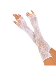 GUANTES SIN DEDOS RED FLORAL BLANCO LARGO ÓPERA DE LA MARCA LEG AVENUE HOSIERY