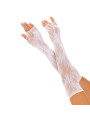 GUANTES SIN DEDOS RED FLORAL BLANCO LARGO ÓPERA DE LA MARCA LEG AVENUE HOSIERY