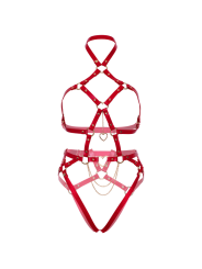 ARNES BODY BDSM CORAZONES ROJO CUERO VEGANO DE LA MARCA LEG AVENUE KINK