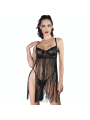 BABYDOLL NEGRO CON CORDONES Y SUJETADOR CON AROS S/M DE LA MARCA CHILIROSE BABYDOLLS