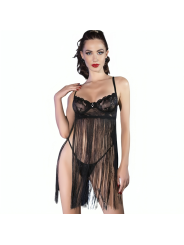 BABYDOLL NEGRO CON CORDONES Y SUJETADOR CON AROS S/M DE LA MARCA CHILIROSE BABYDOLLS