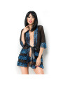 CAMISÓN SEXY DE ENCAJE AZUL Y NEGRO TUL ELÁSTICO DE LA MARCA CHILIROSE BABYDOLLS