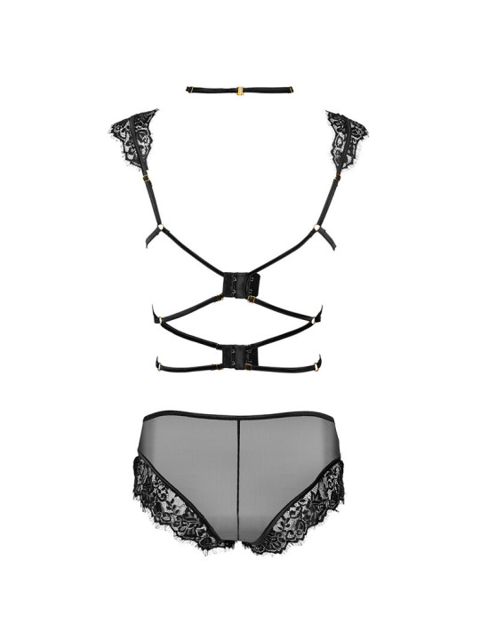 CONJUNTO LENCERÍA NEGRO ENCAJE TRANSPARENTE PALMENOM DE LA MARCA LIVCO CORSETTI SETS