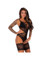 BODY TRANSPARENTE NEGRO DE ENCAJE HAWAIN LC 90665 DE LA MARCA LIVCO CORSETTI BODIES