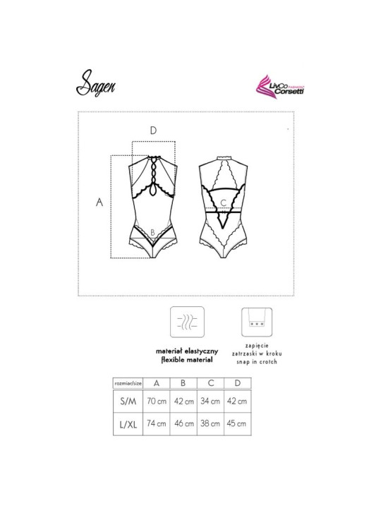 BODY SENSUAL DE ENCAJE TRANSPARENTE NEGRO SAGEN DE LA MARCA LIVCO CORSETTI BODIES