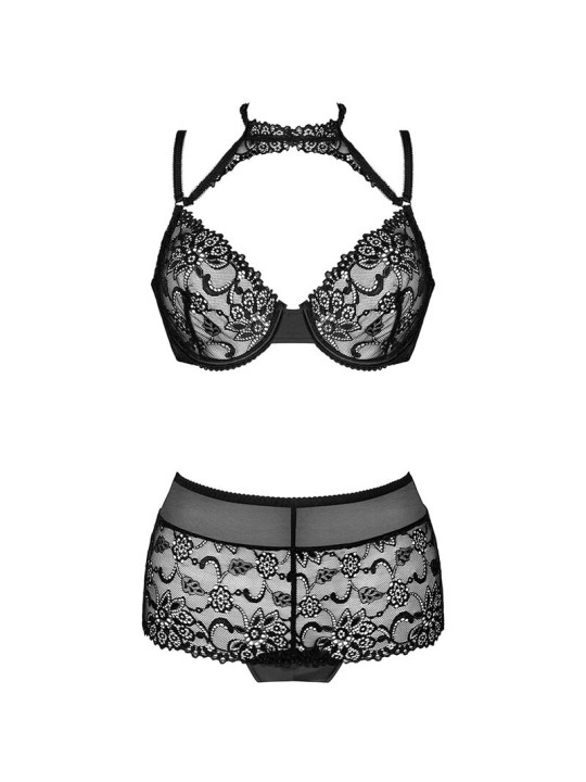 CONJUNTO LENCERÍA ENCAJE NEGRO LINERA FOR THE SENSES DE LA MARCA LIVCO CORSETTI SETS