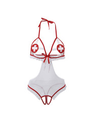 DISFRAZ ENFERMERA SEXY TRANSPARENTE SIN ENTREPIERNA S/M DE LA MARCA SUBBLIME COSTUMES