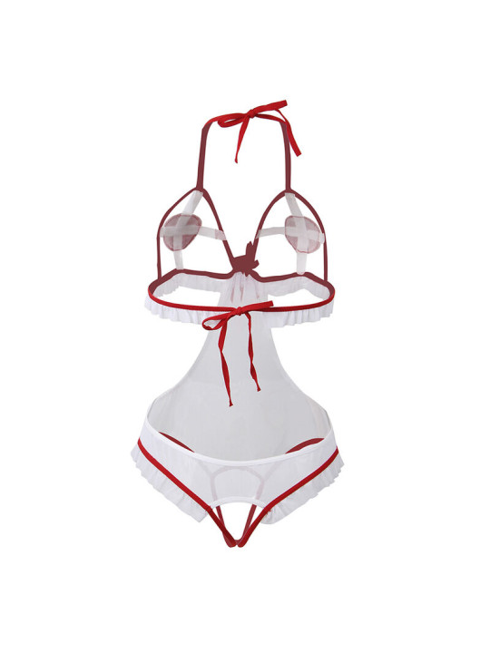 DISFRAZ ENFERMERA SEXY TRANSPARENTE SIN ENTREPIERNA S/M DE LA MARCA SUBBLIME COSTUMES