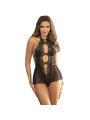 TEDDY ENCAJE NEGRO HALTER ESPALDA DESCUBIERTA S/M DE LA MARCA SUBBLIME BODIES