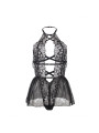 TEDDY ENCAJE NEGRO HALTER ESPALDA DESCUBIERTA S/M DE LA MARCA SUBBLIME BODIES