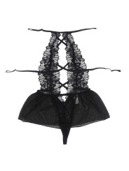 TEDDY ENCAJE NEGRO HALTER ESPALDA DESCUBIERTA S/M DE LA MARCA SUBBLIME BODIES