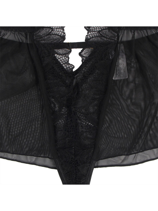 TEDDY ENCAJE NEGRO HALTER ESPALDA DESCUBIERTA S/M DE LA MARCA SUBBLIME BODIES
