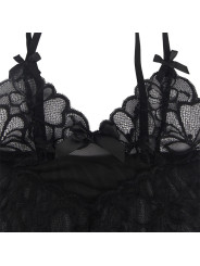 BABYDOLL NEGRO DE ENCAJE TRANSPARENTE CON TIRANTES AJUSTABLES S/M DE LA MARCA SUBBLIME BABYDOLLS