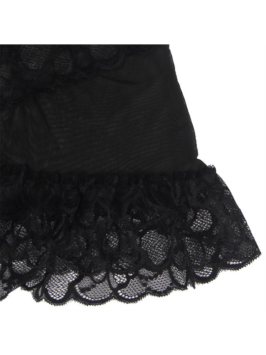 BABYDOLL NEGRO DE ENCAJE TRANSPARENTE CON TIRANTES AJUSTABLES S/M DE LA MARCA SUBBLIME BABYDOLLS