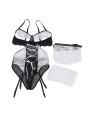 DISFRAZ SIRVIENTA SEXY BODY NEGRO Y BLANCO S/M DE LA MARCA SUBBLIME COSTUMES
