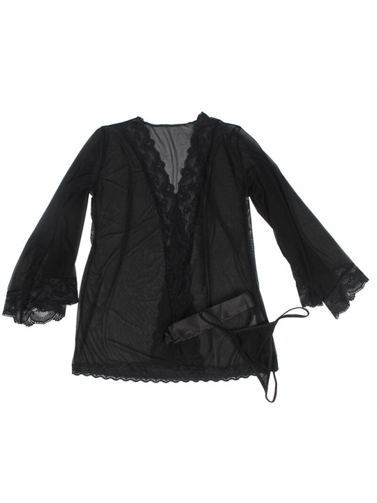 BATA TRANSPARENTE ENCAJE NEGRO S/M - SUBLIME LINGERIE DE LA MARCA SUBBLIME BABYDOLLS