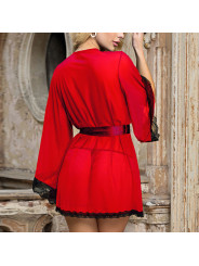 BATA TRANSPARENTE ENCAJE ROJO SEXY TALLA S/M DE LA MARCA SUBBLIME BABYDOLLS