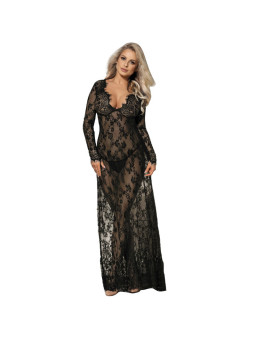 VESTIDO LARGO MANGA LARGA NEGRO BORDADOS FLORALES S/M DE LA MARCA SUBBLIME DRESSES