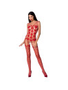 BODYSTOCKING NEGRO CON ENCAJES Y TRANSPARENCIAS BS067 DE LA MARCA PASSION WOMAN