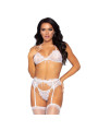 SET LENCERÍA ENCAJE STRASS SUJETADOR LIGUERO TANGA DE LA MARCA LEG AVENUE SETS
