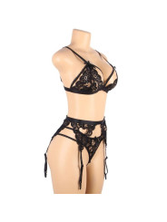 SET LENCERÍA SEXY SUJETADOR LIGUERO TANGA NEGRO L/XL DE LA MARCA SUBBLIME SETS