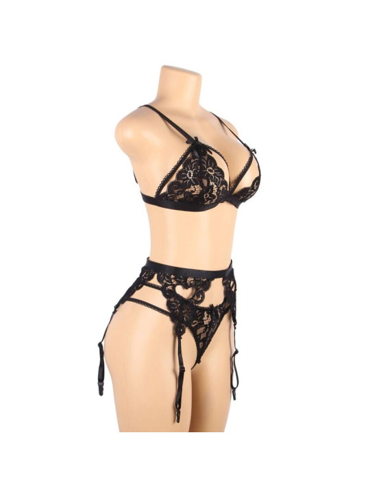 SET LENCERÍA SEXY SUJETADOR LIGUERO TANGA NEGRO L/XL DE LA MARCA SUBBLIME SETS