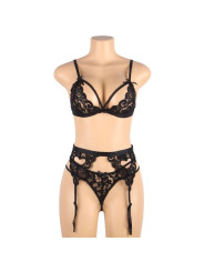SET LENCERÍA SEXY SUJETADOR LIGUERO TANGA NEGRO L/XL DE LA MARCA SUBBLIME SETS