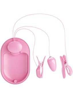 KIT ELECTROESTIMULACIÓN PEZONES ROSA CON VIBRACIÓN DE LA MARCA PRETTY LOVE FLIRTATION