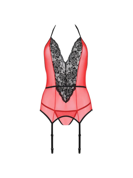 CORSÉ ROJO S/M CON ENCAJE Y TUL - PEONIA EROTIC LINE DE LA MARCA PASSION WOMAN