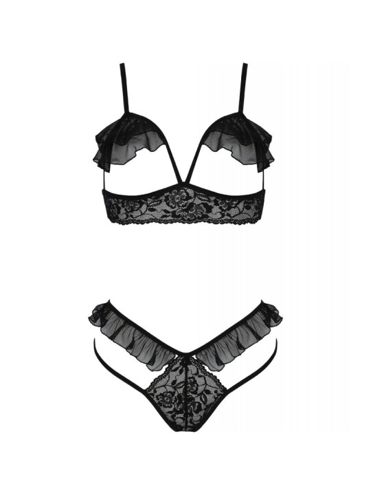 CONJUNTO DE LENCERÍA EROTICA NEGRO TUL Y ENCAJE S/M DE LA MARCA PASSION WOMAN SETS