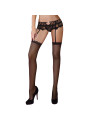 LIGUERO DE ENCAJE NEGRO CON TANGA Y DETALLES BRILLANTES DE LA MARCA LIVCO CORSETTI SETS