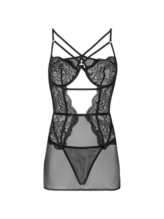 CONJUNTO LENCERÍA NEGRO ENCAJE Y MALLA BARIRIN DE LA MARCA LIVCO CORSETTI SETS