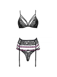 CONJUNTO LENCERÍA NEGRO SUJETADOR LIGUERO TANGA DE LA MARCA LIVCO CORSETTI SETS