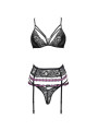 CONJUNTO LENCERÍA NEGRO SUJETADOR LIGUERO TANGA DE LA MARCA LIVCO CORSETTI SETS