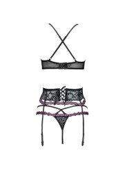 CONJUNTO LENCERÍA NEGRO SUJETADOR LIGUERO TANGA DE LA MARCA LIVCO CORSETTI SETS