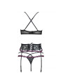CONJUNTO LENCERÍA NEGRO SUJETADOR LIGUERO TANGA DE LA MARCA LIVCO CORSETTI SETS