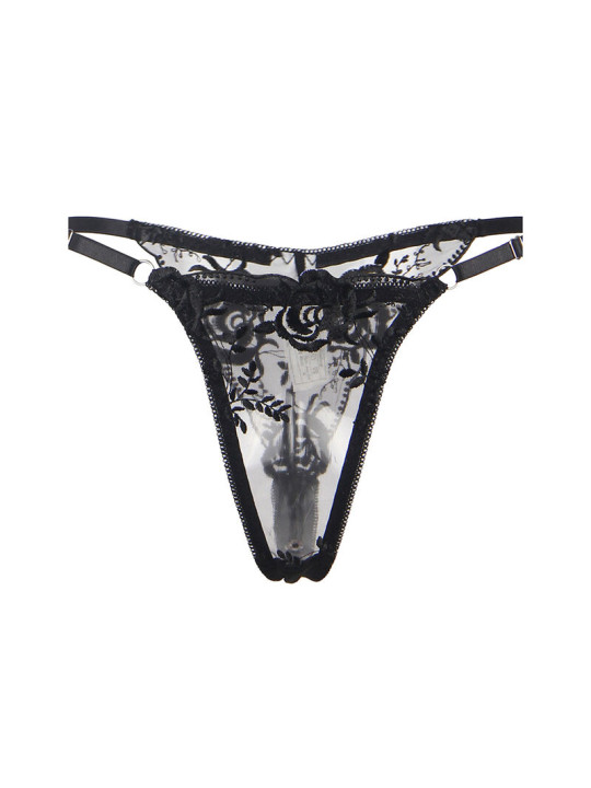 SET LENCERÍA FLORAL NEGRO SUJETADOR TANGA LIGA S/M DE LA MARCA SUBBLIME SETS