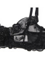 SET LENCERÍA FLORAL NEGRO SUJETADOR TANGA LIGA S/M DE LA MARCA SUBBLIME SETS