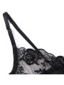 SET LENCERÍA FLORAL NEGRO SUJETADOR TANGA LIGA S/M DE LA MARCA SUBBLIME SETS