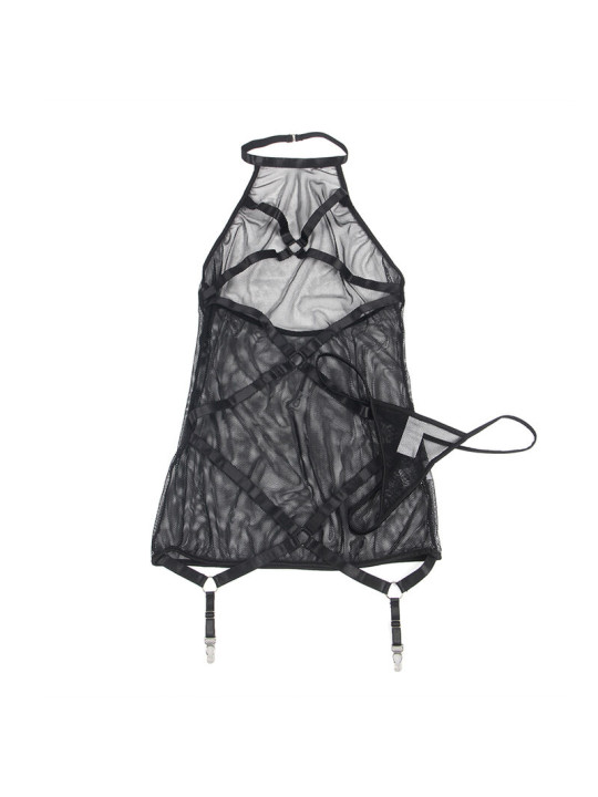 VESTIDO TRANSPARENTE SEXY NEGRO CUELLO HALTER S/M DE LA MARCA SUBBLIME DRESSES