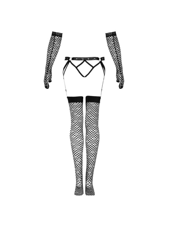 SET LIGUERO, MEDIAS Y GUANTES DE RED NEGRO NEMALIA DE LA MARCA LIVCO CORSETTI SETS