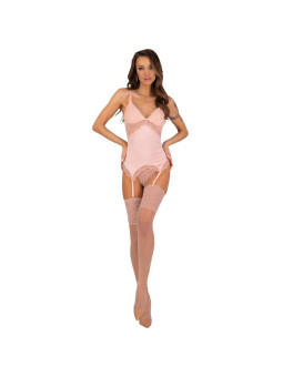 CONJUNTO CORSÉ ENCAJE PERSINNE PEACH + MEDIAS DE LA MARCA LIVCO CORSETTI SETS
